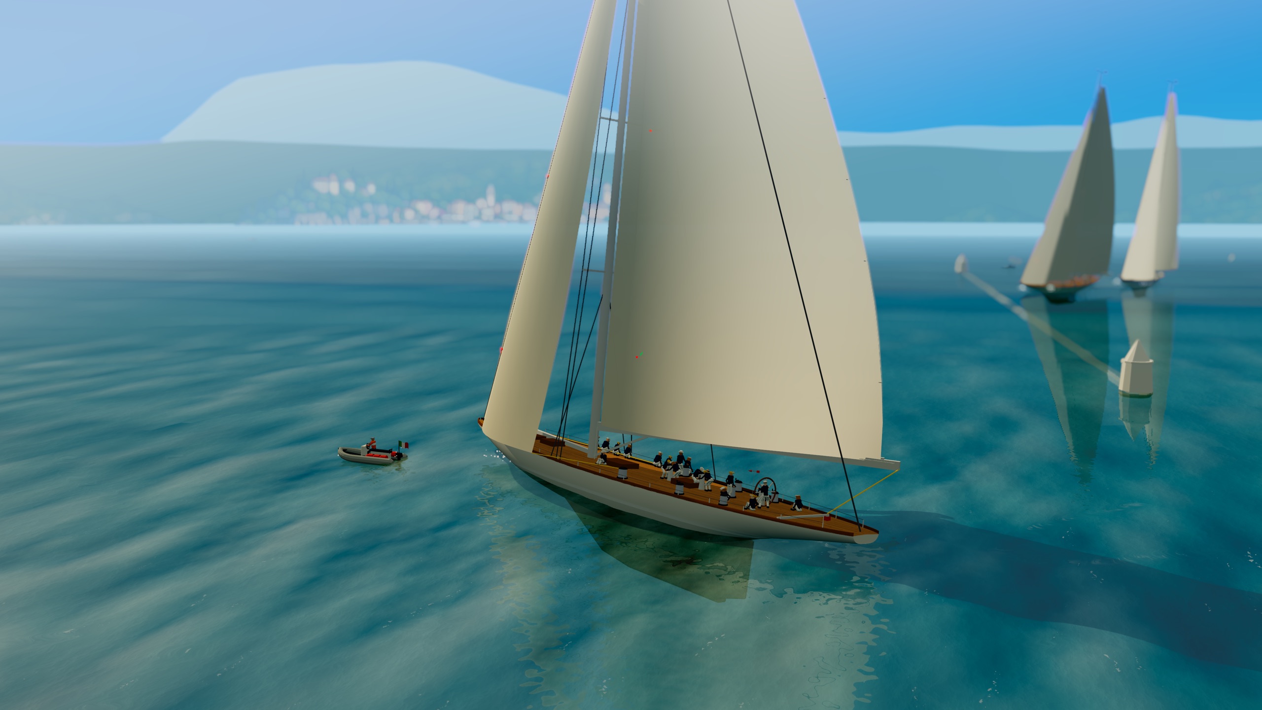 Classic big yachts racing upwind together