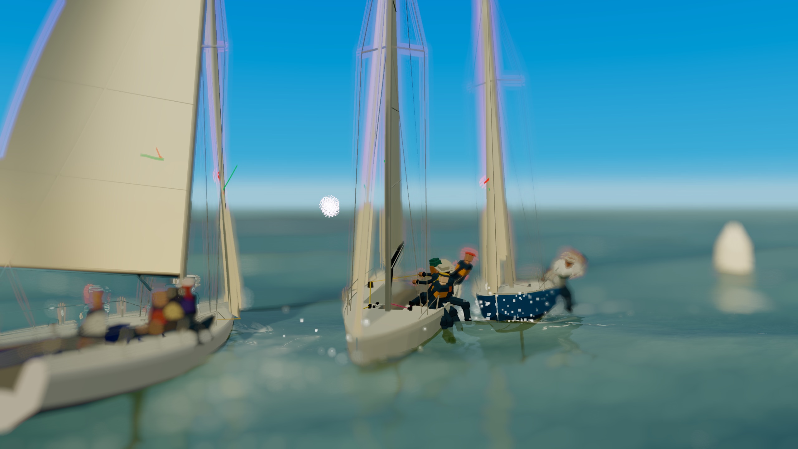 The Tach 7.0 crew on the rail upwind