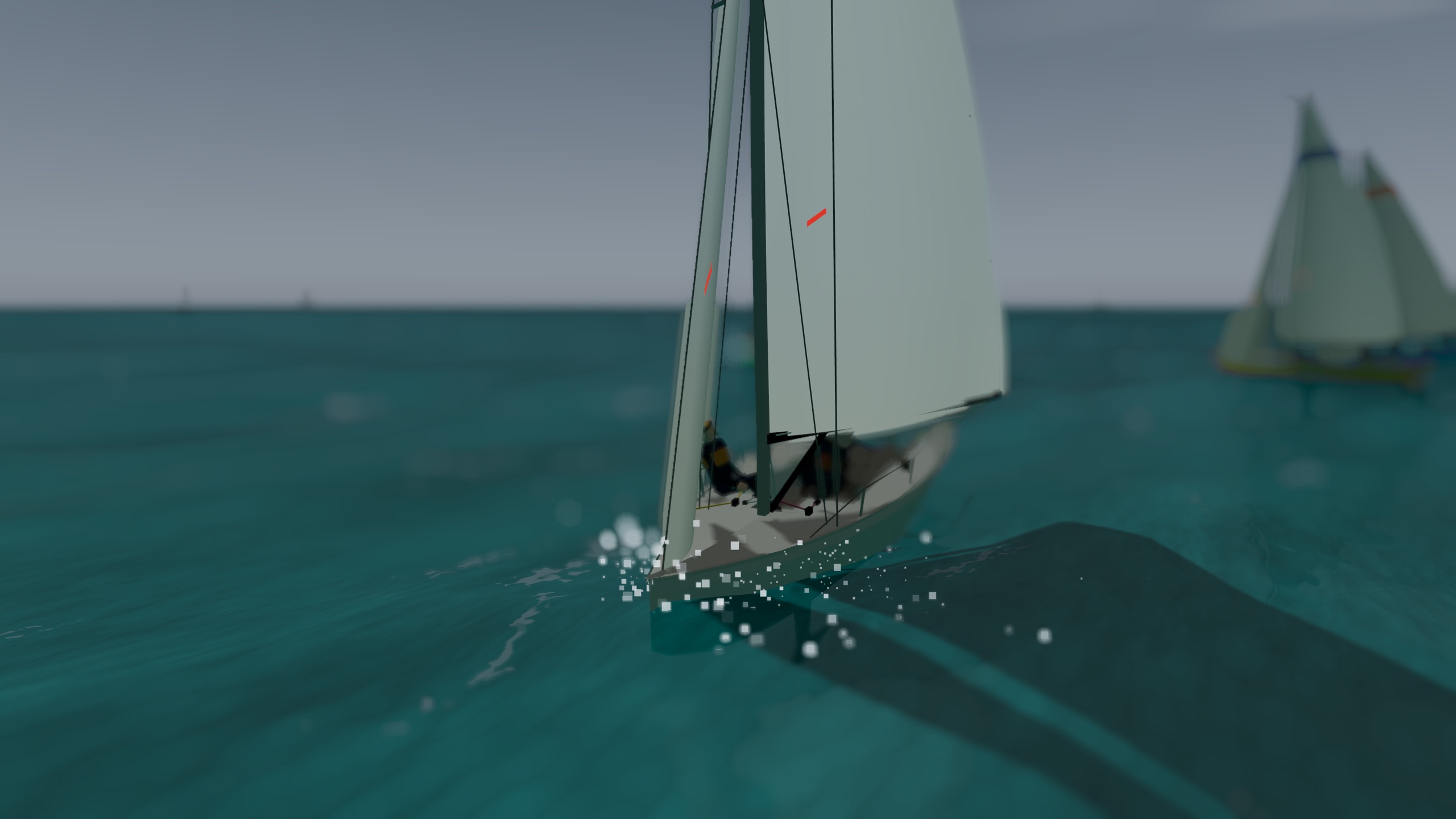 A keelboat bursting through